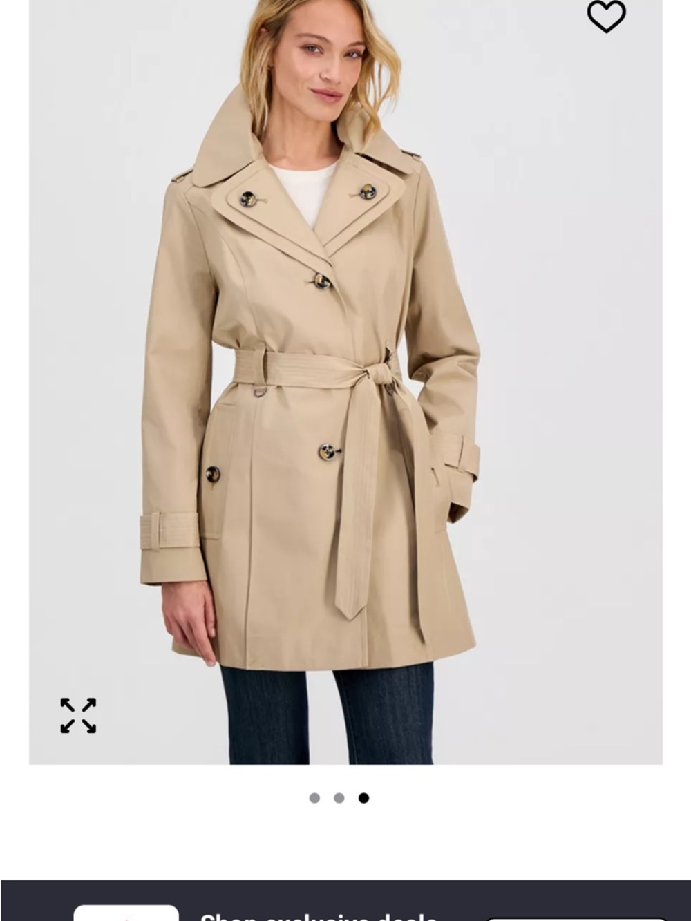 London Fog Beige Trench Coat with Belt - Picture 7 of 9